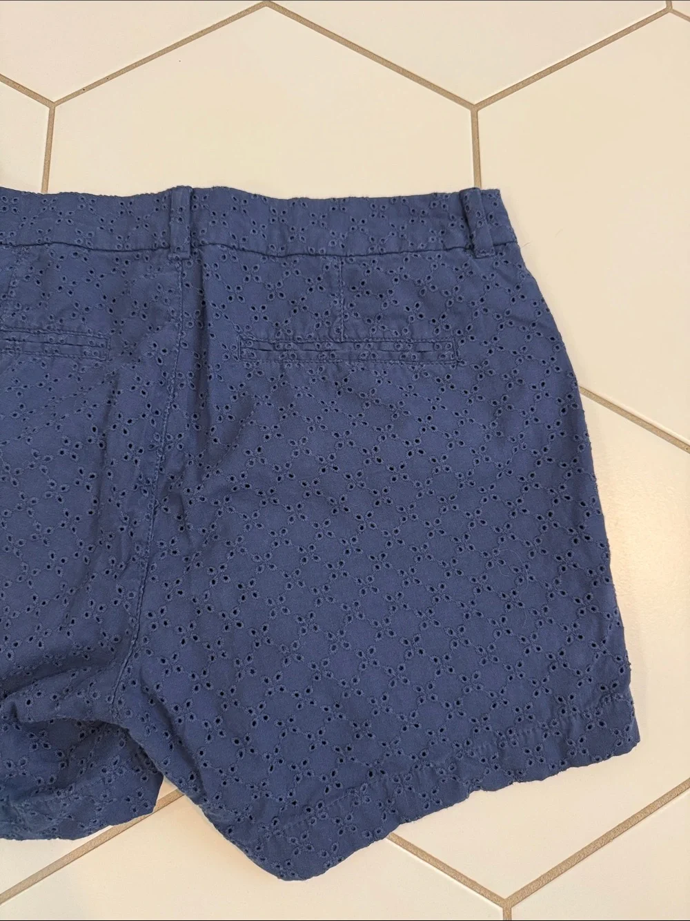 Old Navy Navy Eyelet High-Rise Cotton Shorts
